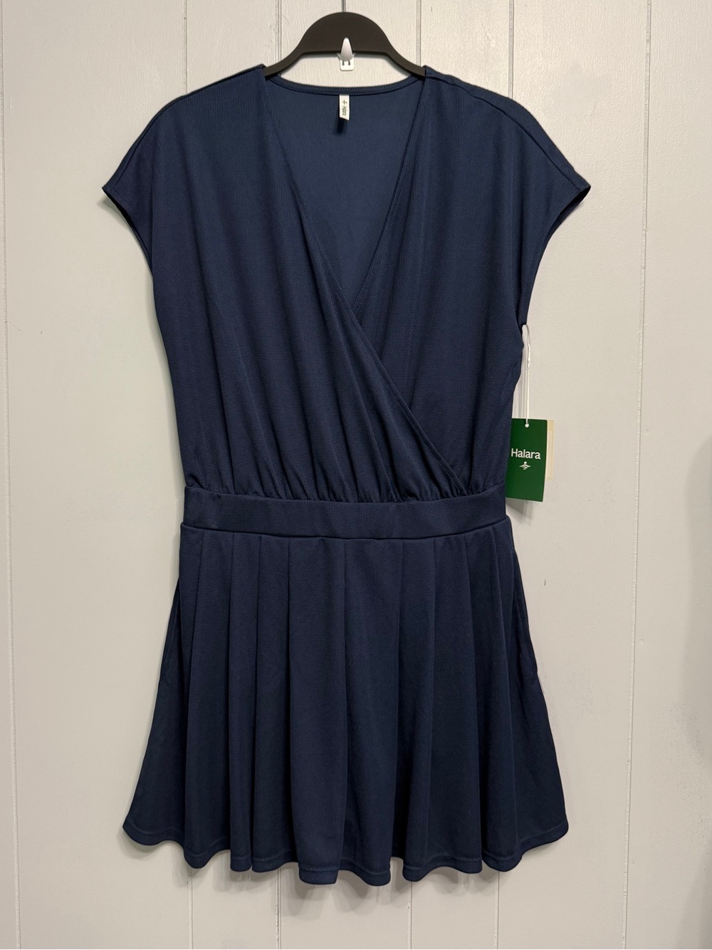HALARA Navy Wrap-Style Mini Dress